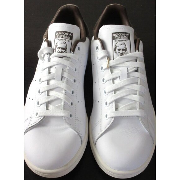 Adidas Women's Stan Smith Leather Court Sneakers White Gold Brown Sizes NIB - Picture 4 of 5